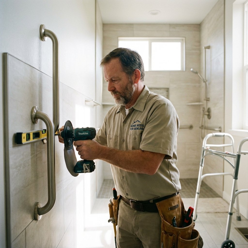 Handyman helping senior